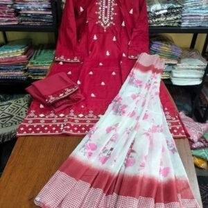 readymade embroidery cotton three piece