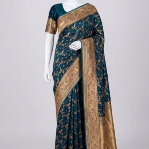 japani silk skin print sharee with blouse piece